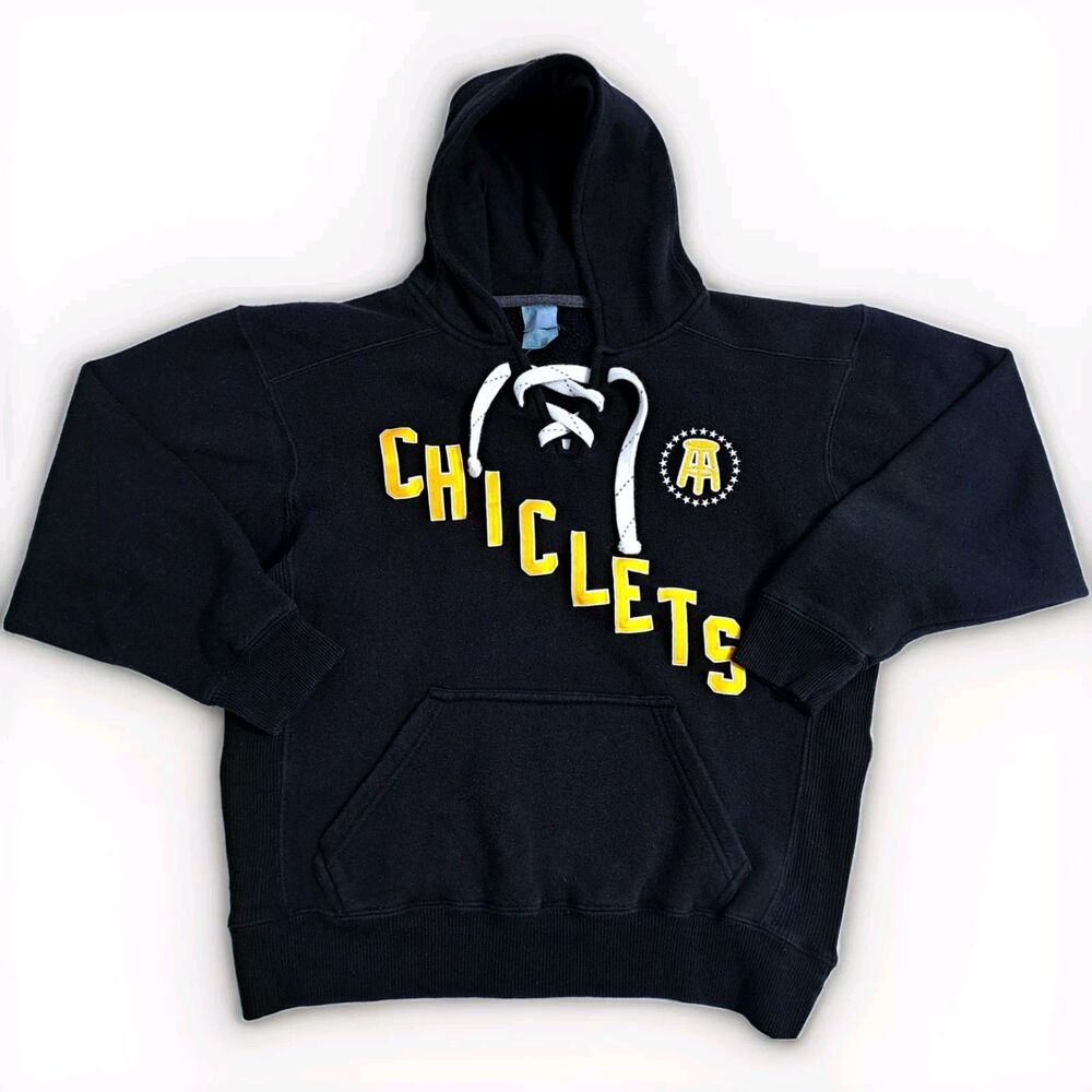 Barstool Chiclets Henley Black Pullover Long Sleeve Fleece Hoodie Men's Small